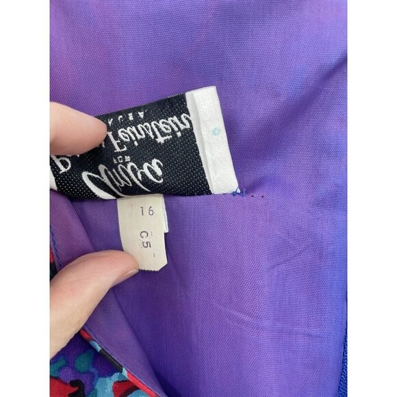 Umba for‎ Parnes Feinstein Vintage Colorful V-Neck Zip Back Dress Size 16, USA - Picture 4 of 12